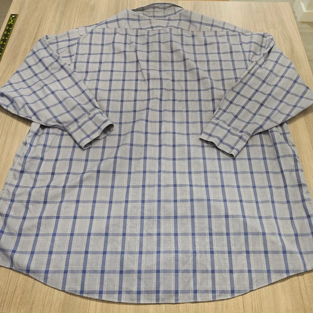 Brooks Brothers‎ Madison Dress Shirt Mens 20-36 Blue White Plaid Non-Iron Cotton